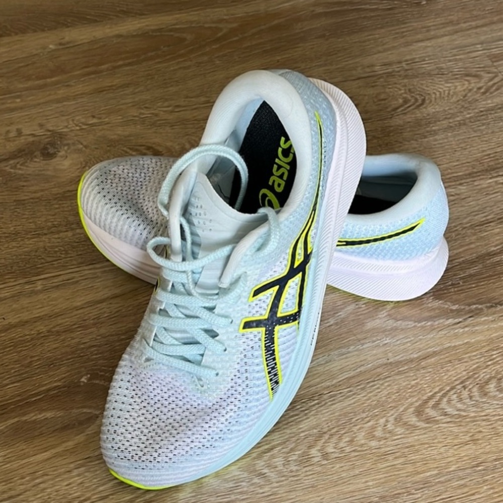 Asics Women's Shoes - Light Blue and Neon Yellow